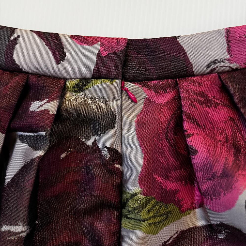 Lela Rose Pleated Pencil Skirt Sz 4 Rose Floral Jacquard Moody Dark Feminine - Picture 7 of 14